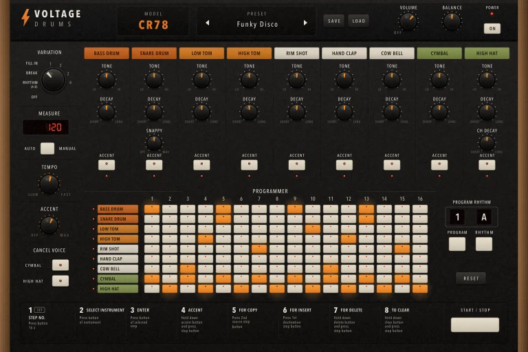 Preview artwork for an all-analog 1978 drum machine